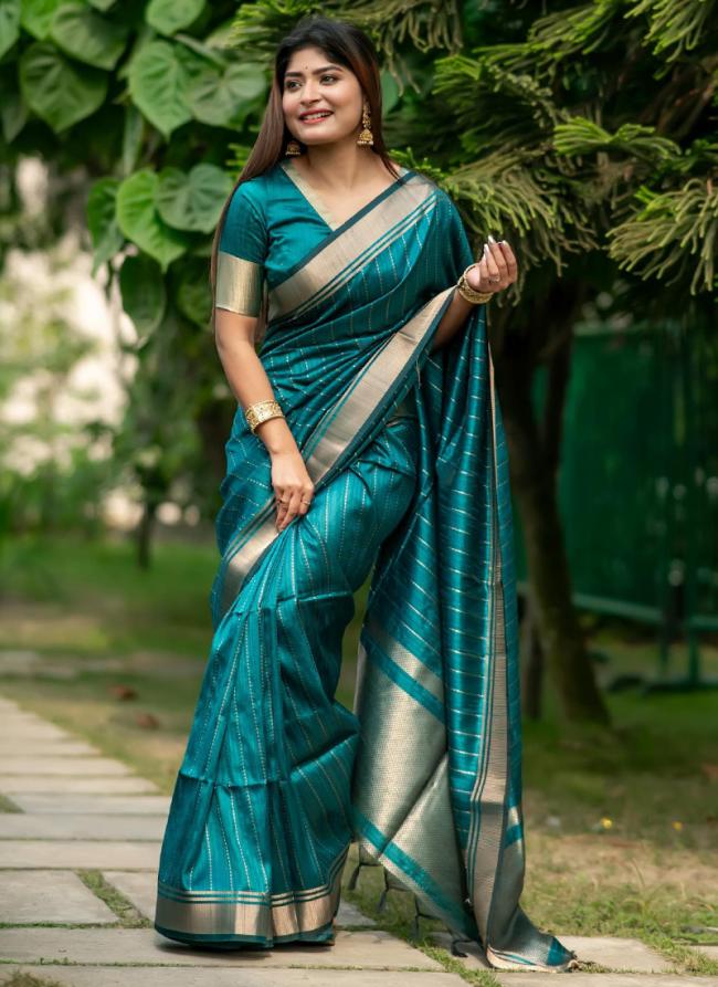 Banarasi Silk Sky Blue Party Wear Weaving Saree